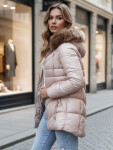 Dámska zimná bunda s kapucňou TY4441 béžová - FashionStreet M