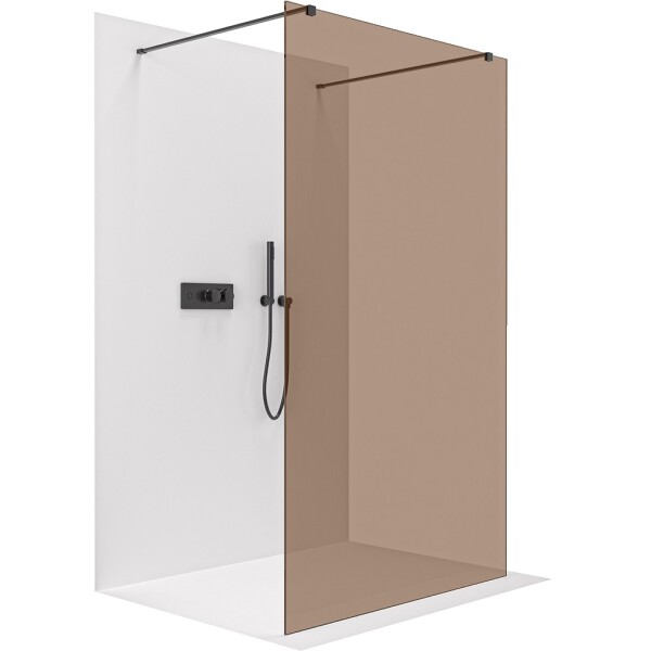CERANO - Sprchová zástena Walk-in Onyx Duo Ľ/P - 8 mm - hranatá vzpera - čierna matná, bronzové sklo - 120x200 CER-687832