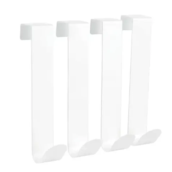 MSV KESSY 4 ks závesných háčikov na sprchovú zástenu matne biele / nerezová oceľ / 18 mm