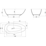 MEXEN - Glass teal voľne stojaca vaňa transparentna 170 x 85, korok chróm 58061708511