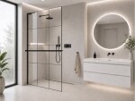 CERANO - Sprchová zástena Walk-in Onyx L-ľavá vzpera - 8 mm + polička/držiak na uteráky - čierna matná, industriálne sklo - 140x200 CER-8050BD1358