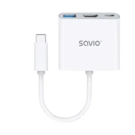SAVIO AK-48 USB-C adaptér / USB-A 3.0 / HDMI / USB-C / PD (PERSAVHUB0004)