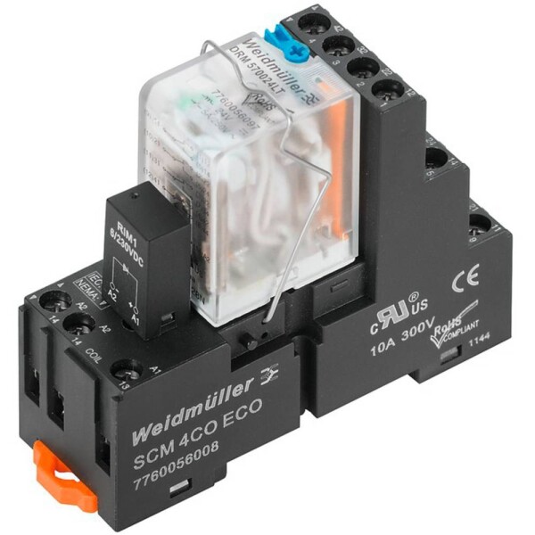 Weidmüller DRMKIT 24VDC 4CO LD/PB reléový modul, 24 V/DC, 5 A, 4 prepínacie, 10 ks; 1542510000