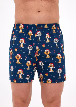 Boxerky Cornette 016/20 Psi Christmas 3-5XL tmavě modrá 4XL