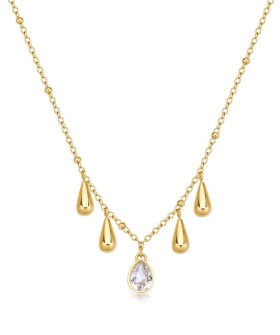 Brosway Pozlátený dámsky náhrdelník s príveskami Tear Drop Perfect BPC39
