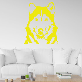 Veselá Stena Samolepka Husky Farba: žlutá, Veľkosť: 60 x 49 cm