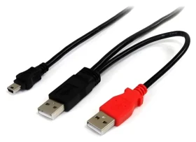 StarTech USB Y kábel pre externý disk čierna / 1x Mini-USB / 2x USB-A / 1,8 m (USB2HABMY6)