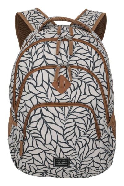 Batoh na notebook Travelite Basics Backpack Print Off-White