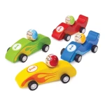 Bigjigs Toys Farebné drevené závodné auto 1 ks