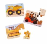 Bigjigs Toys Puzzle 3v1 Stavebné stroje