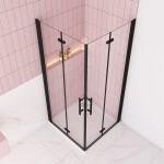 H K - Sprchovací kút MELODY BLACK R1276, 120x76 cm so zalamovacími dverami vrátane sprchovej vaničky z liateho mramoru SE-MELODYBLACKR1276/THOR-12076