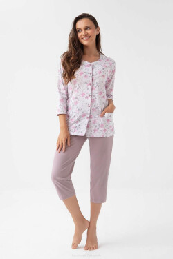 Luna 388 3/4 M-2XL Z25/26 dámske pyžamo bez zipsu růžové kakao XL