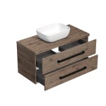 Kúpeľňová skrinka s čiernou úchytkou a krycou doskou SAT Cube Way 100x46x47, 5 cm dub Wellington mat CUBE46C1003DWSAT45 CUBE46C1003DWSAT45