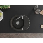 MEXEN/S MEXEN/S - Kevin granitový drez s odkvapkávačom vrátane batérie Aster, čierna/zlatá metalik 6517-75-73450-07