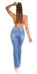 Sexy Bootcut Highwaist Jeans with Slit denimblue