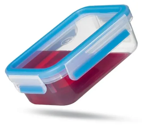 Emsa Clip Close priehľadná/modrá 3,7 l / Dóza na potraviny / S odkvapkávacou miskou / BPA FREE / PP+TPE (512888)