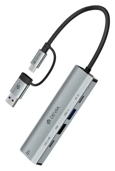 Devia USB-C Hub Pro EC701 tmavo šedá / USB hub / 5 v 1 (6942297129429)