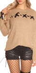 Trendy KouCla chunky knit jumper with lacing Einheitsgroesse