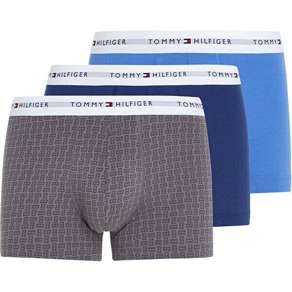 Pánske boxerky 3P TRUNK PRINT UM0UM02768 0W2 modré Tommy Hilfiger