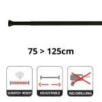 Spirella KRETA tyč na sprchový záves 75-125 cm matne čierna / bez vŕtania / hliník