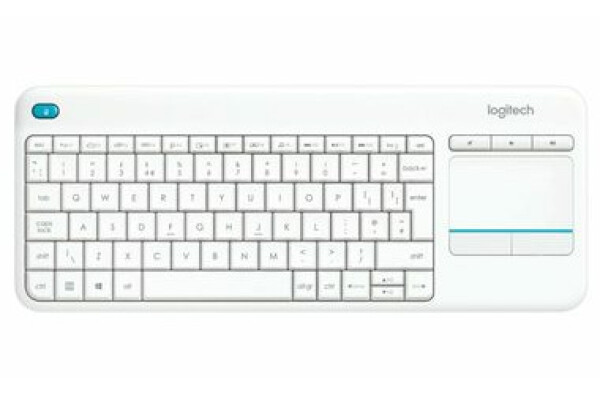 Logitech Wireless K400 PLUS CZ biela / Bezdrôtová klávesnica / Touchpad / USB / CZ layout (920-007152)