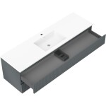 MEXEN/S - Rivel kúpeľňová skrinka 160 cm s umývadlom Otis, 2 zásuvky, reliéf, grafit mat/biela mat - 91A20-16047-2-BFF66-W18M 91A20-16047-2-BFF66-W18M01