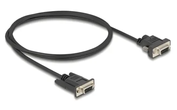 DeLock čierna / Sériový kábel RS-232 / Sub-D9 (F) - Sub-D9 (F) / 1 m / napájanie Pin 9 (87837)