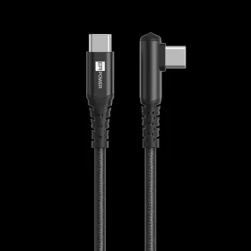 ER Woodpecker čierna / USB-C kábel / lomený 90 ° / nylonové opletenie / PD 100W / 480 Mbps (ERPW2CSW-BK)