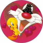 Jedlý papier Looney Tunes Silvester a Tweety srdce 19,5 cm - Pictu Hap - Pictu Hap