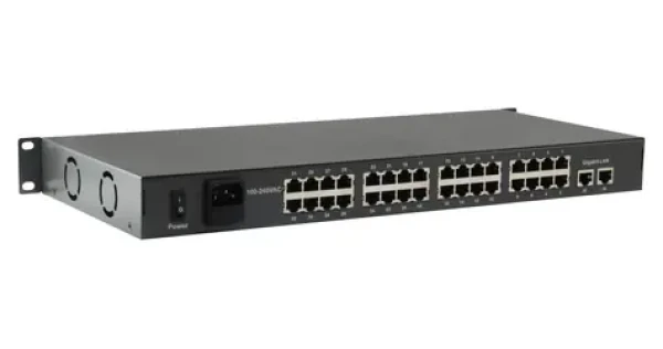 LevelOne PoE+ switch 32x FE PoE+ 250W 19" / Switch / 32- Port / 2x GE uplink / Unmanaged / kov (FGP-3400W250)