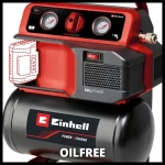 Einhell TE-AC 18/75 Li OF-Solo čierna/červená / Aku kompresor / 18V / nádrž 5l / 8 bar / bez batérie a nabíjačky (4020410)