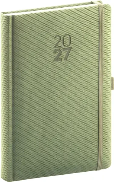 NOTIQUE Denný diár Diamante 2027 olivový / 15 x 21 cm