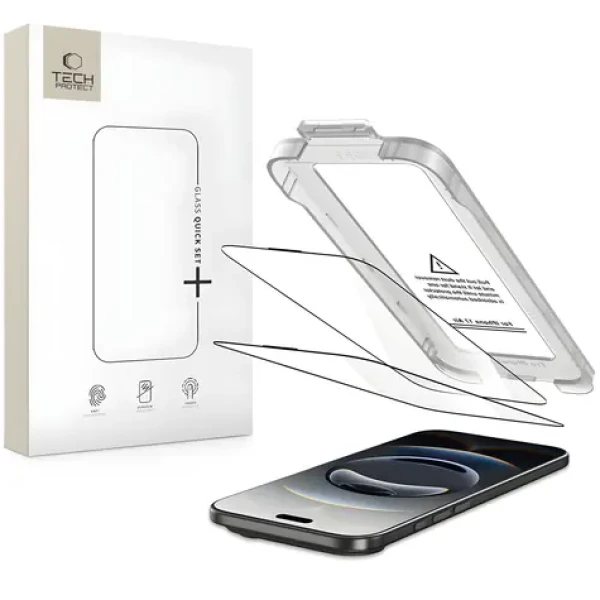 Tech-Protect Quick Set+ čierna / Ochranné sklo / Apple iPhone 17 Air / 2 ks / Tvrdené sklo