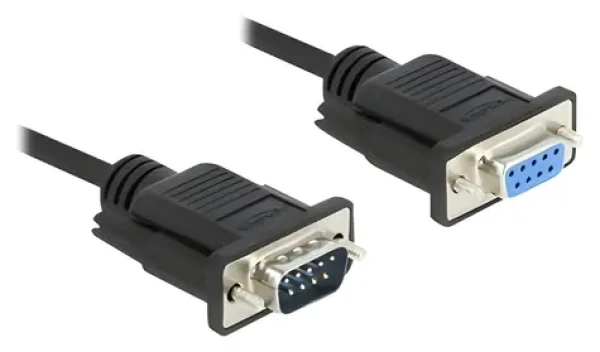 DeLock RS-232 Sub-D9 samec - Sub-D9 samica 2 m čierna / Sériový kábel / PVC plášť (86579)