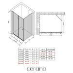 CERANO - Sprchovací kút Volpe L/P - 6 mm - chróm, transparentné sklo - 120x80x190 - zalamovacia CER-669658