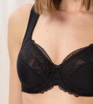 Dámska moderná čipkovaná+bavlnená podprsenka W02 - BLACK - black 0004 - TRIUMPH BLACK 90E