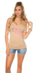 Trendy KouCla Tanktop Peace and Love CORAL Einheitsgroesse