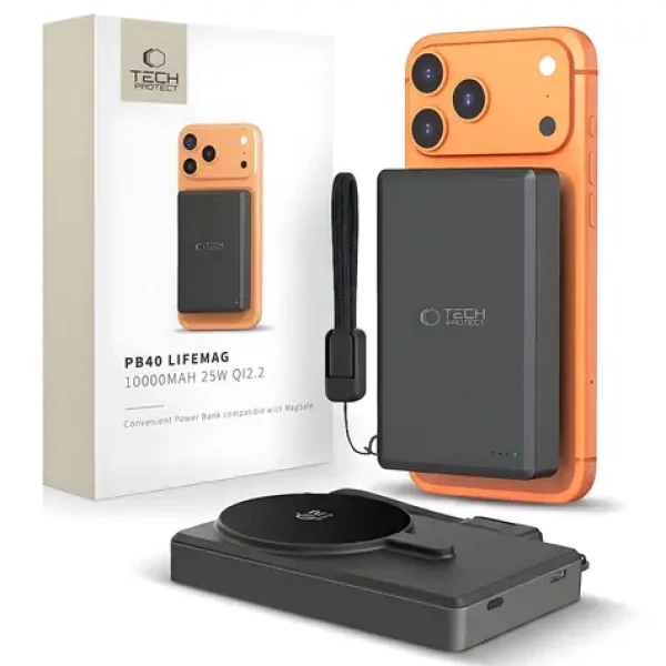 Tech-Protect LifeMag PB40 čierna / Powerbanka / MagSafe Qi2.2 / 10000 mAh / 25 W