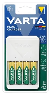 Varta Plug Charger biela / Nabíjačka batérií / 4X AA 2100 mAh / NiMH (57657101451)