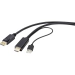 Renkforce DisplayPort / HDMI káblový adaptér Konektor DisplayPort, Zástrčka HDMI-A 1.00 m čierna RF-4600634 Kábel DisplayPort; RF-4600634