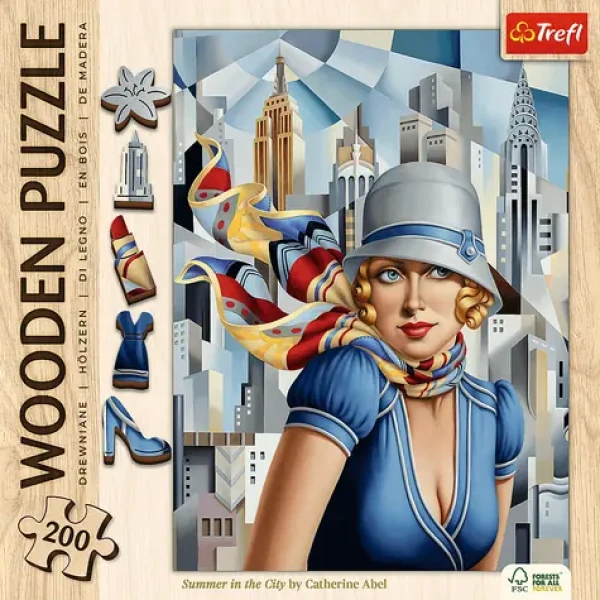 Trefl Drevené puzzle Art: Catherine Abel - Leto v meste