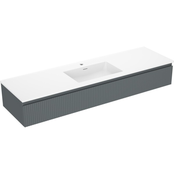 MEXEN/S - Rivel kúpeľňová skrinka 160 cm s umývadlom Otis, 1 šuplík, reliéf, grafit mat/biela mat - 91A20-16023-1-BF66-W18M0 91A20-16023-1-BF66-W18M01