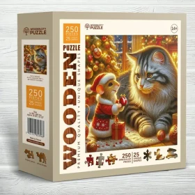 Wooden City Drevené puzzle Mačka a myš 250 dielikov