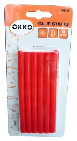 OKKO Tavné lepiace tyčinky červené / Náplň do lepiacej pištole / 7,2x100 mm / 12 ks (VG437)