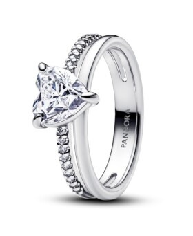 Pandora Blyštivý strieborný prsteň so zirkónmi Timeless 193100C01 50 mm