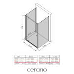 CERANO - Třístěnný sprchový kout Ferri U L/P - 6 mm - černá matná, transparentní sklo - 90x90x195 - pivotový CER-8050BD7858