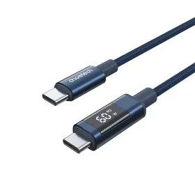 Choetech XCC-1068 modrá / Kábel USB-C (M) - USB-C (M) / PD 60W / displej s ukazovateľom výkonu / 1,2 m