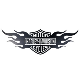 Veselá Stena Drevená nástenná dekorácia Harley Davidson oheň čierny