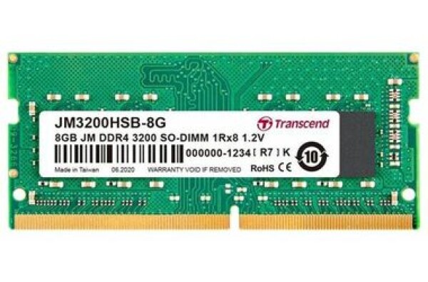 Transcend JetRam 8GB (1x8GB) 3200MHz / SODIMM / DDR4 / CL22 / 1.2V / 1Rx8 (JM3200HSB-8G)