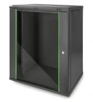 Digitus Dynamic čierna / Nástenný rozvádzač / 19" / 16U / 785x600x450 mm / uzamykateľné sklenené dvere (DN-19 16-U-EC-SW)